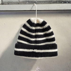 Autumn Winter Unisex Casual Warm Knit <b>Hat</b> New Striped Fleece-Lined Face-Slimming Color-Blocked Common Fashion Wholesale - Product Image 2