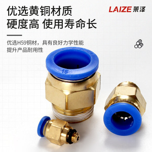 Leizer <b>Quick</b> Coupler Brass Plastic 12-04 Pneumatic <b>Connector</b> Straight Through Air Hose Fitting - Product Image 3