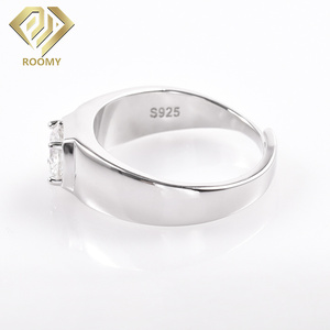 Anéis De Pedra 1ct Popular Design Homens Anel de Rodada Moissanite Anel De Prata <span class=keywords><strong>Real</strong></span> - Product Image 2
