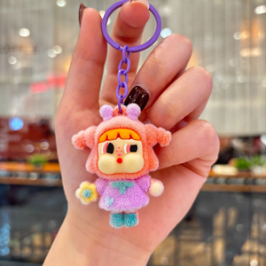 Llavero de peluche flocado con diseño de dibujos animados QYS, llavero 3D, colgante para bolso, regalo personalizado - Product Image 5