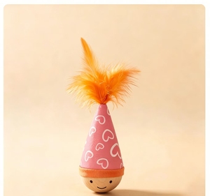 Jouet pour chat en bois, jouet à bascule durable et résistant aux griffures et aux morsures, jouet auto-entretenant amusant avec plumes pour l'énergie et le divertissement - Product Image 2