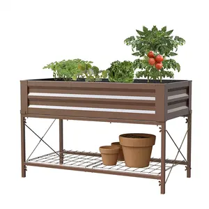 Kotak pot portabel ramah lingkungan, tempat tidur taman dipertinggi dengan dudukan untuk tumbuhan sayuran dalam ruangan luar ruangan tanaman bunga