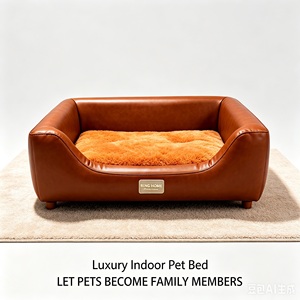 Heavy Duty Solid Wood <b>Frame</b> Dog <b>Bed</b> <b>For</b> Large Dogs Waterproof Leather <b>Raised</b> Orthopedic Pet <b>Bed</b> Wholesale Custom Logo - Product Image 1