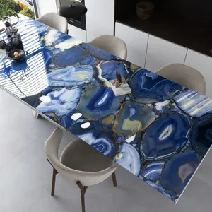 Dalles de porcelaine Foshan agate jade 1600X3200X12 pierre frittée fabriquée au Guangdong Onyx bleu comptoir et dessus de table