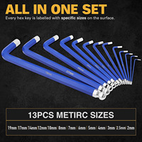 Juego de llaves de brazo largo de 13 piezas, juego de llaves hexagonales Sae Star Torx métricas, llave Allen con punta de bola