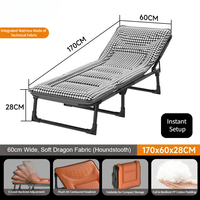 Lit de camping pliable en métal au design moderne avec matelas rembourré, lit simple portable pour le parc et l'hébergement des invités