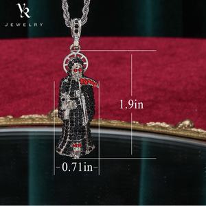 FP1205 gioielli alla moda placcato oro gufo zircone tricolore Santa morte Santa Muerte Statue Charms collane con ciondolo per uomo - Product Image 6