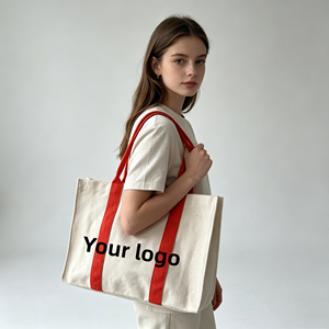 Sacs fourre-tout en toile de coton personnalisés en gros avec logos, sacs de courses réutilisables - Product Image 1