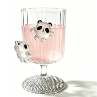 Gobelet en verre décoratif transparent Panda avec strass pour vin, champagne, cocktail, décoration de table à la maison, cadeau