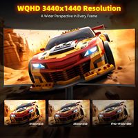 Moniteur LCD incurvé UWQHD 34 pouces 21:9 3440x1440 165Hz 120% sRGB IPS pour jeux sur ordinateur avec haut-parleurs intégrés, montable au mur