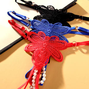 Женские эротические трусики-бабочки, очень сексуальные стринги для девушек, вышитые, из латекса, с жемчугом, с открытой спинкой, трусики-хипстеры - Product Image 1