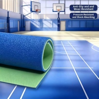 Tapis de sol pour terrain de badminton HANLI en PVC sable cristallin 4,5 mm, résistant à l'usure, réduction du bruit, surface sportive professionnelle, couleur personnalisée