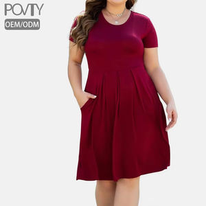 POVTY <span class=keywords><strong>abiti</strong></span> <span class=keywords><strong>taglie</strong></span> forti con stampa personalizzata per donne <span class=keywords><strong>Curvy</strong></span> comodi morbidi girocollo a maniche corte <span class=keywords><strong>abiti</strong></span> Casual a pieghe con tasche - Product Image 1