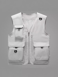 เสื้อกั๊กผู้ชายใหม่เสื้อทำงานลำลองแบบมีกระเป๋าหลายช่องพิมพ์โลโก้เสื้อกั๊กทำงานออกแบบได้ตามต้องการ - Product Image 2