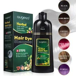 Wholesale Augeas Brand Dark Brown Natural Ammonia Free Manufacturer Dye Private Label Black Hair Color Shampoo In Hair Dye