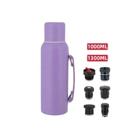 Botol air Kemah, termos olahraga berkemah kapasitas besar 1L dinding ganda, botol air Stainless Steel Yerba Mate, cangkir termos