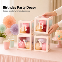 Bébé Douche Ballons approvisionnement DIY A-Z Lettre Ballons Boîte Nominative Transparente Boîte Premier 1st Fête D'anniversaire Décor Macaron Ballons Boîte