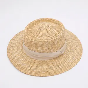 Nouveau chapeau de paille décontracté printemps et été blé chapeau de soleil en plein air canotier porc tarte chapeaux de paille