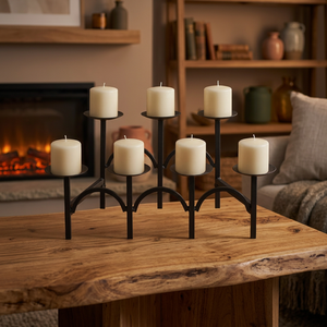 AK laiton nordique métal noir bougeoir pour 7 bougies décoratives pour mariage église de noël Diwali - Product Image 1