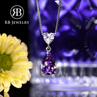 Collier en argent sterling 925 avec pendentif goutte d'eau en améthyste naturelle taillée en poire, style délicat pour femme, idéal pour le quotidien et les fêtes