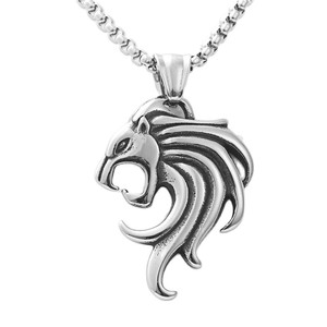 Men's Stainless Steel <b>Wolf</b> Head Pendant <b>Necklace</b> Retro Punk Style Animal Shape Geometric Design 190115 - Product Image 4