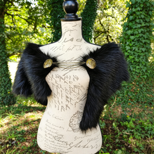 Pauldron de Hombro de Piel Vikingo Medieval, Capa de Piel de Guerrero Nórdico, Chal para Cosplay LARP, Accesorio de Disfraz para <span class=keywords><strong>Feria</strong></span> Renacentista - Product Image 2