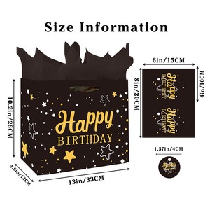 Bolsas de Regalo de Cumpleaños con Asas, 33x26x13cm, Tamaño Grande, Impresión de Feliz Cumpleaños, Bolsas de Regalos para Niños y Adultos, Fiesta de Cumpleaños - Product Image 2