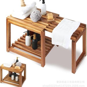 Jiatu Solid Wood Shower <b>Stool</b> Extendable Bathtub Seat Adjustable <b>Bathroom</b> <b>Stool</b> With Towel Rack For Bath And Shower Use - Product Image 2