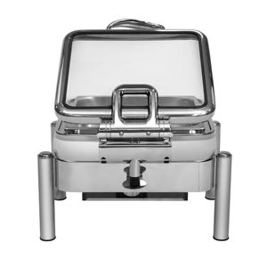 Recipiente para Calentar Comida de Acero Inoxidable Cuadrado de 6L con Tapa de Cristal, Calentador de Buffet Premium para Servicio de Catering y Banquetes de Hotel - Product Image 5