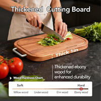 Premium ronde hoeken ebbenhouten snijplank voor de keuken, set van 3 dikke charcuterie snijplanken met antislipvoetjes