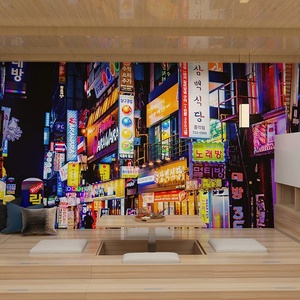 Adesivo de Papel de Parede <span class=keywords><strong>3D</strong></span> com Decoração de Restaurante Coreano e Vista de Rua Coreana - Product Image 3