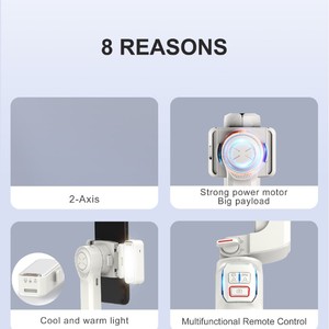 Stabilisateur Gimbal anti-vibrations, perche à selfie télescopique, rotation à 360°, support trépied pour smartphones jusqu'à 6,5 pouces - Product Image 2