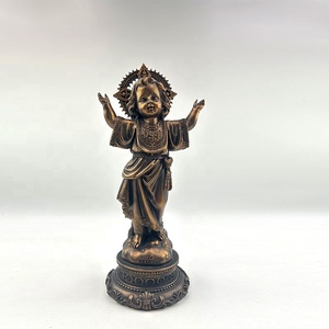 Statua in Poliresina del Divino Bambino Gesù con Finitura Bronzo, Figurina del Divino Bambino Gesù per Decorazione Domestica - Product Image 1