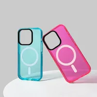 Coque de téléphone magnétique transparente en cristal couleur néon pour iPhone 17 16 15 Pro 15 14 13 Max 12, compatible avec la recharge sans fil, en silicone souple avec protection antichoc