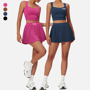 Conjuntos de Falda Deportiva para Mujer, 2 Piezas, Top de Yoga, Conjuntos de Fitness para Gimnasio, Faldas de Yoga Plisadas para Mujer, Conjuntos de Falda de Tenis, Oferta 2024 - Product Image 1