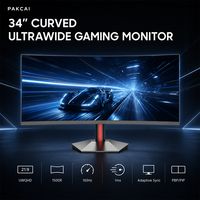 Moniteur PC incurvé personnalisable OEM ODM, moniteur de jeu 34 pouces 180Hz 1ms 4K UWQHD pour ordinateur de bureau commercial