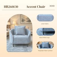 Fauteuil d'appoint moderne de luxe pour salon avec pieds en métal et coussin assorti pour chambre, appartement, hôtel