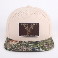 Gorra de Béisbol Snapback de Camuflaje con Visera Plana, 7 Paneles, Logotipo Bordado Personalizado, Impermeable, con Orificios Cortados con Láser, al por Mayor