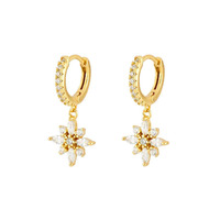 Modische Vielseitige 18k Vergoldete S925 Silber Zirkon Blumen-Anhänger Creolen Silberschmuck für Damen
