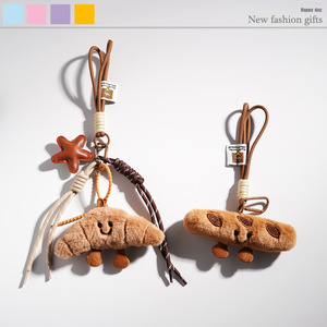 Porte-clés en peluche en forme de baguette de pain, motif dessin animé mignon, pour couples, pendentif décoratif pour sac, figurine décorative - Product Image 1