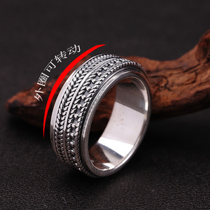 Anel Rotativo de Prata S925 Feito à Mão BOCAI Taiyin, Joia Masculina Artística <span class=keywords><strong>Retro</strong></span> e Moderna - Product Image 2