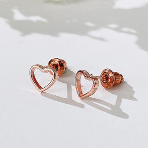 E1239 Pendientes con forma de corazón de oro rosa para mujer, joyería romántica de moda, regalo, material de aleación de zinc - Product Image 4