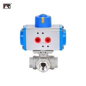 In acciaio inossidabile 3 vie T/L valvola a sfera regolatore pressione acqua taglio rapido attuatore pneumatico filettato strumenti idraulici OEM FURUI - Product Image 3