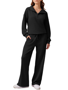 Completo <span class=keywords><strong>Donna</strong></span> di Nuova Collezione: Felpa con Mezza Zip e Pantaloni Ampi <span class=keywords><strong>Casual</strong></span> – Set Sportivo da <span class=keywords><strong>Donna</strong></span> Primaverile all'Ingrosso Personalizzabile Alxin - Product Image 3