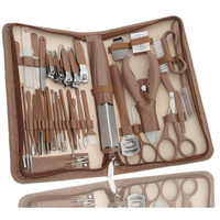 Coupe-ongles outil de beauté ensemble de manucure en acier inoxydable 28 en 1 avec cuir pour la maison lieu de travail en plein air voyage cadeau donnant Salon