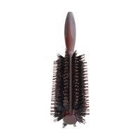Salon de coiffure antistatique mélange brosse à cheveux poils de sanglier baril brosse manche en bois nylon brosse ronde peigne