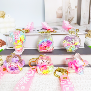 Porte-clés en acrylique avec perles lettres - Porte-clés couleur pastel scintillant pour sac à dos, sac à main, voiture, charmant cadeau avec perles alphabet - Product Image 1