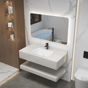 <span class=keywords><strong>Meuble</strong></span>-lavabo mural <span class=keywords><strong>de</strong></span> luxe <span class=keywords><strong>haut</strong></span> <span class=keywords><strong>de</strong></span> <span class=keywords><strong>gamme</strong></span> sur mesure pour hôtel, 32 po x 40 po, avec motif noir incurvé, pour projet commercial - Product Image 3