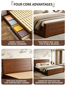Modern Nordic Style Solid Wood Double <strong>Bed</strong> with <strong>Mattress</strong> Included Bedroom Furniture <strong>Set</strong> 180x200cm - Product Image 5