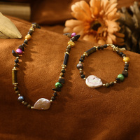Collier et bracelet en pierre œil de tigre, perles baroques en forme de larme, style européen et américain, pierres naturelles, ensemble de bijoux pour femmes